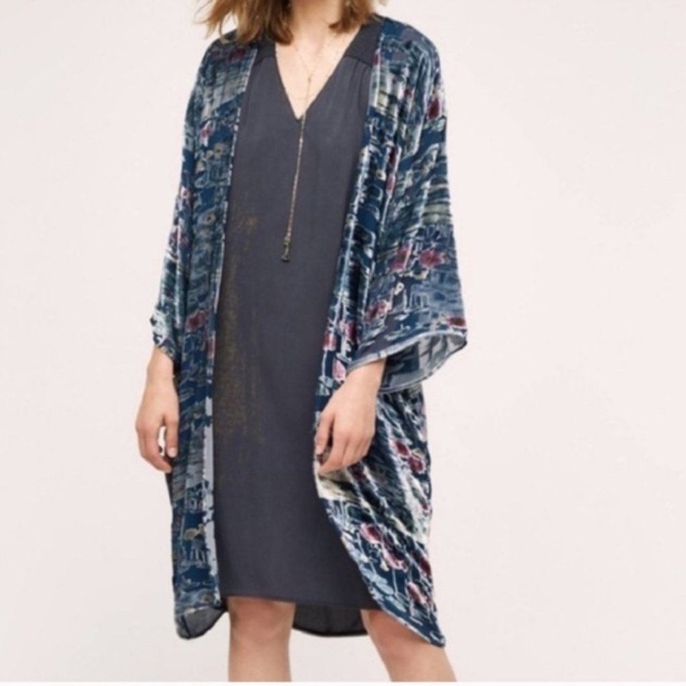 Anthropologie velvet burnout kimono